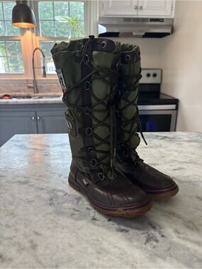 Pajar Olive Green and Brown Tall Lace-Up Winter Boots